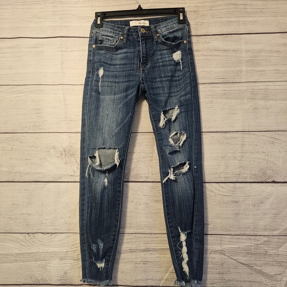 KanCan Estilo Jeans Distressed Skinny Raw Hem Women's Junior's Size 1 /24 L226